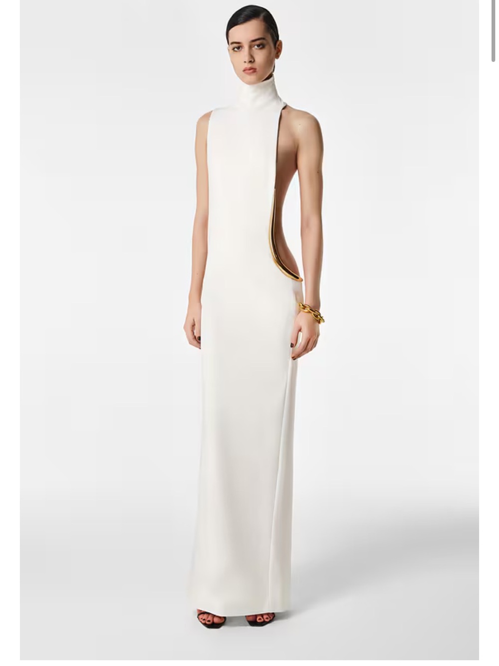 REVOLVE LA raye gown in white Sleeveless High-Neck Evening Gown NWT